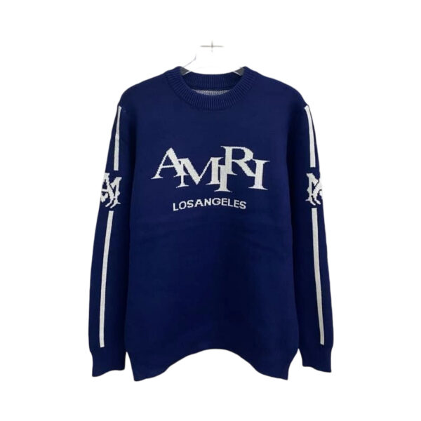 Amiri Navy Los Angeles Logo Crewneck Sweater OKZY2026989