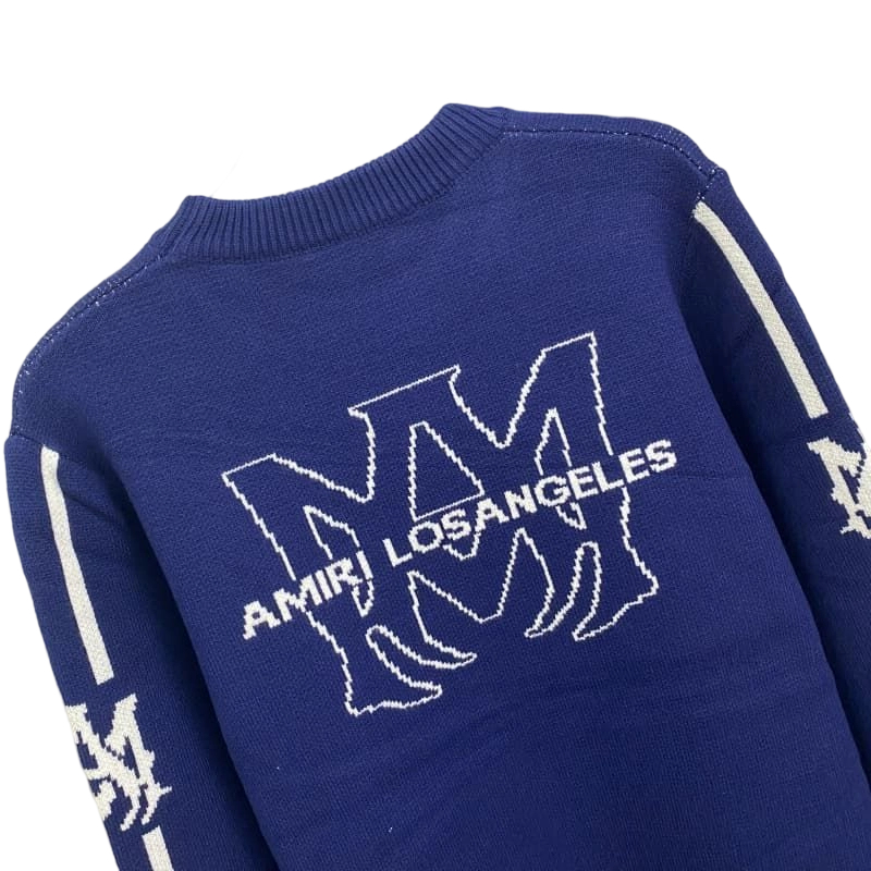 Amiri Navy Los Angeles Logo Crewneck Sweater OKZY2026989