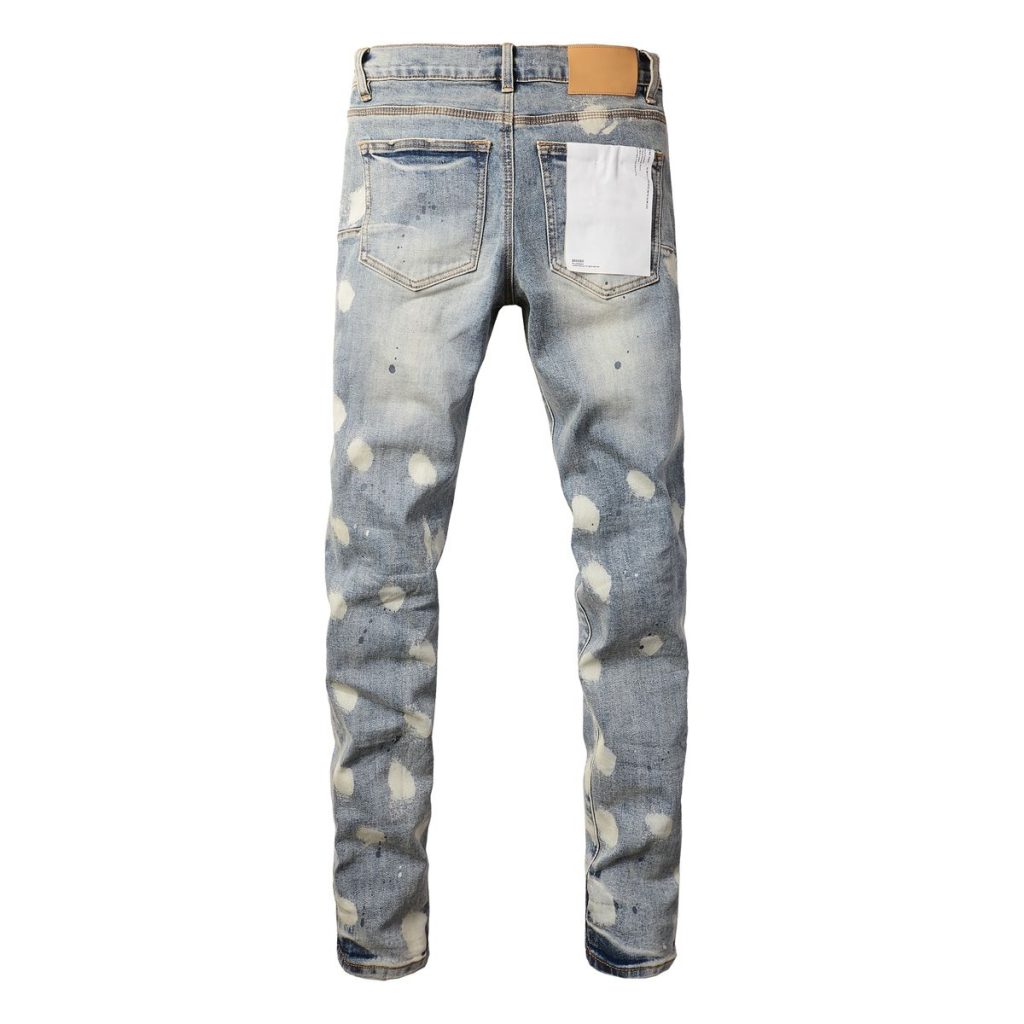 Purple Brand Light Blue Paint Splatter Ripped Jeans OKZY202698