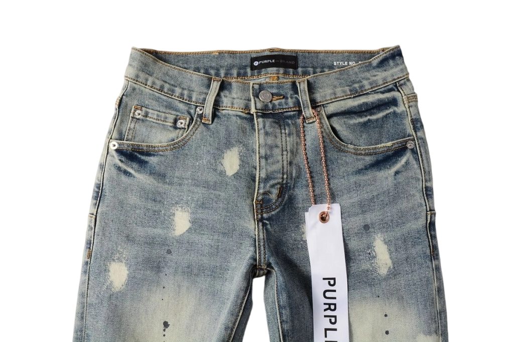Purple Brand Light Blue Paint Splatter Ripped Jeans OKZY202698
