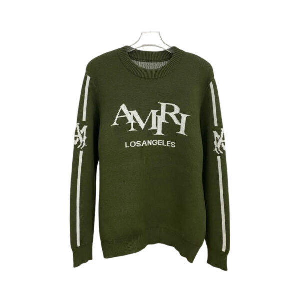 Amiri Olive Los Angeles Logo Crewneck Sweater OKZY2026990