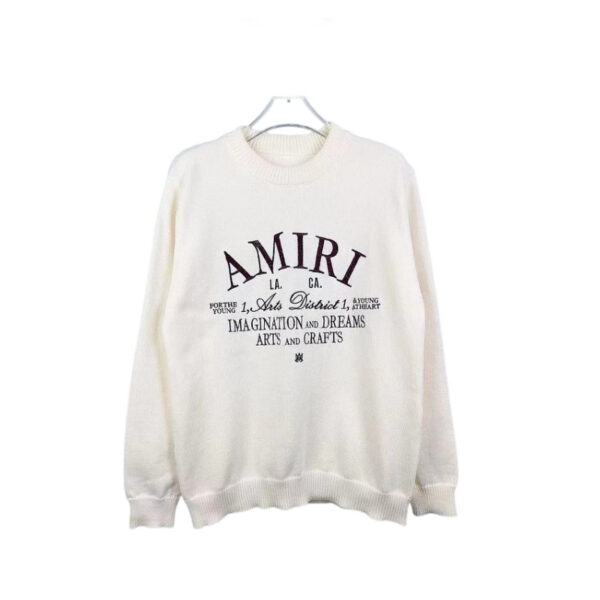 Amiri Cream Arts District Text Crewneck Sweater OKZY2026992