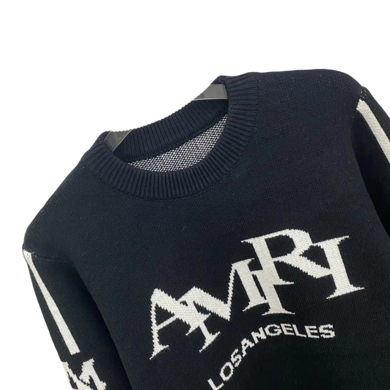 Amiri Black Los Angeles Logo Crewneck Sweater OKZY2026993