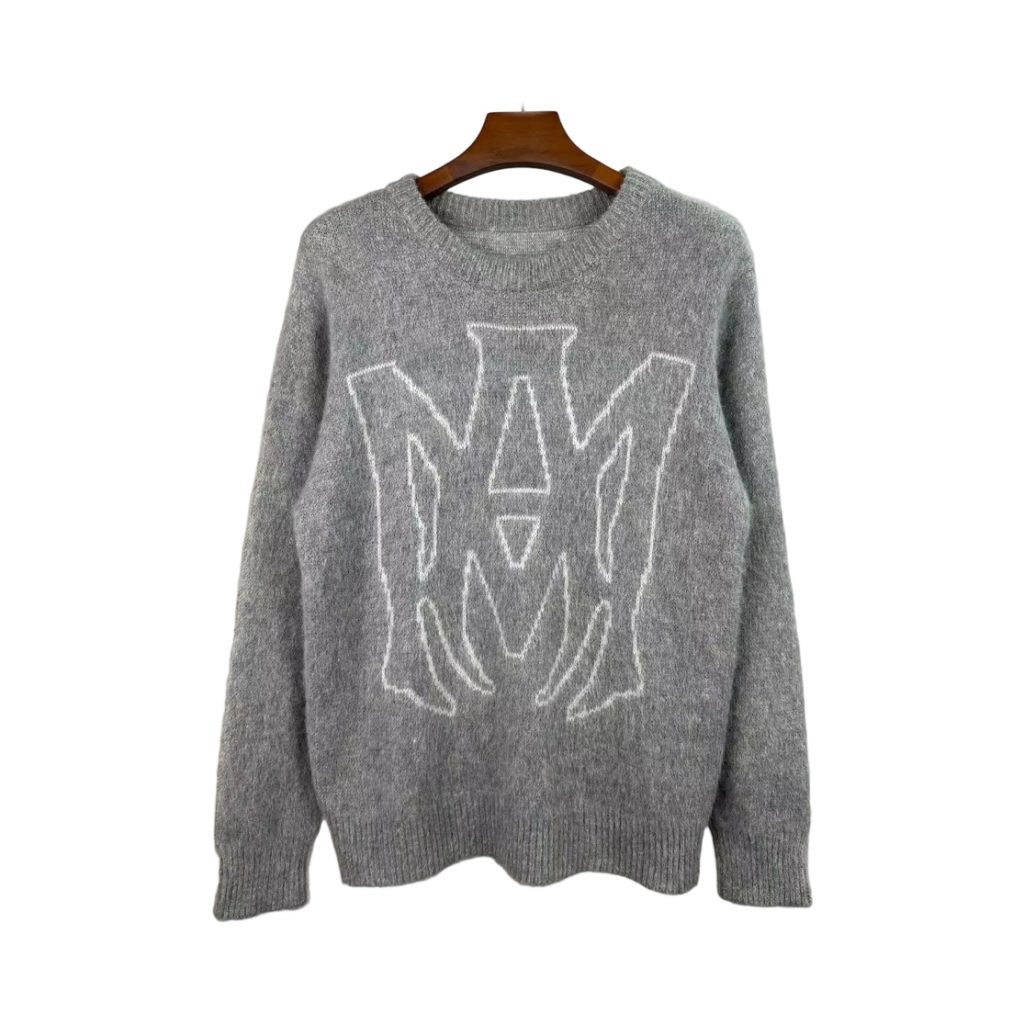 Amiri Grey Big MA Logo Mohair Sweater OKZY2026995