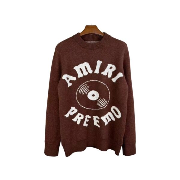 Amiri Brown Preemo Vinyl Logo Crewneck Sweater OKZY2026996