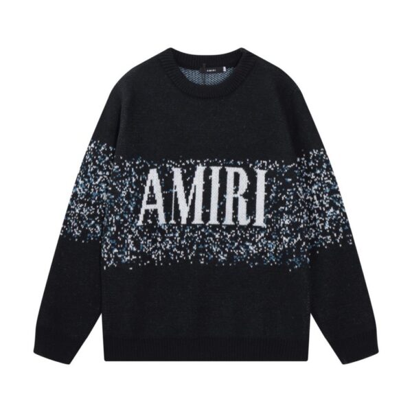Amiri Black Speckled MA Logo Crewneck Sweater OKZY2026997