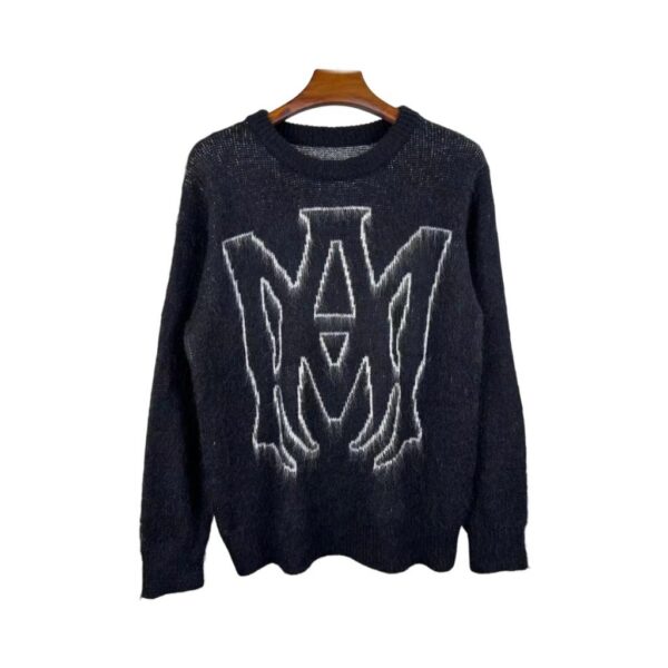 Amiri Black Fuzzy Big MA Logo Mohair Sweater OKZY2026998