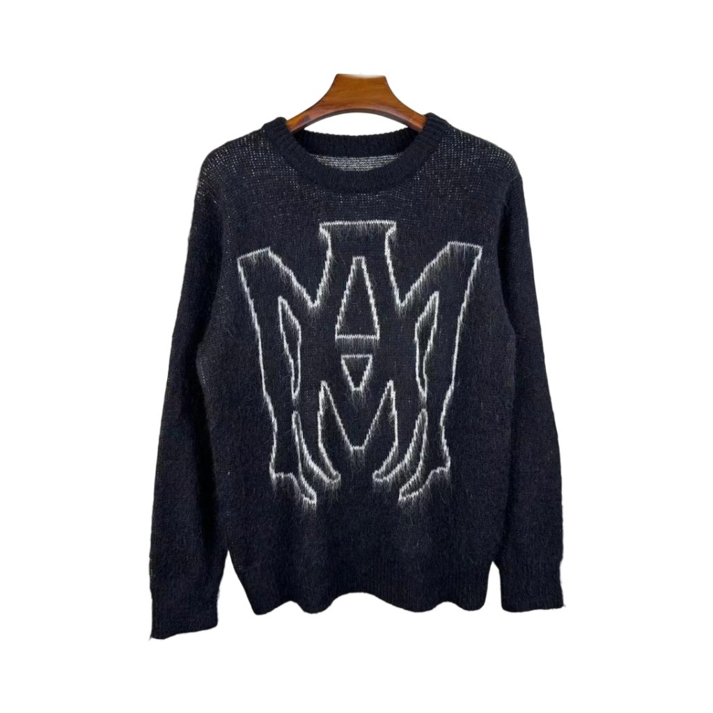 Amiri Black Fuzzy Big MA Logo Mohair Sweater OKZY2026998