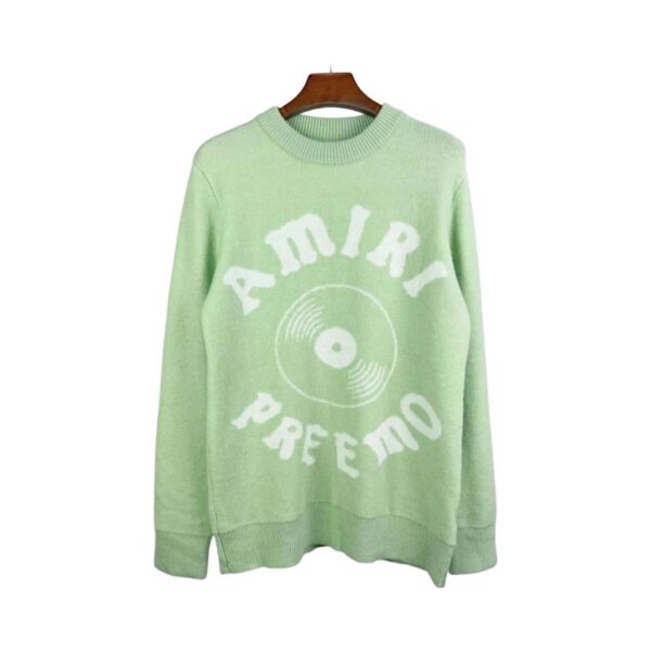 Amiri Light Green Preemo Vinyl Logo Crewneck Sweater OKZY2026999