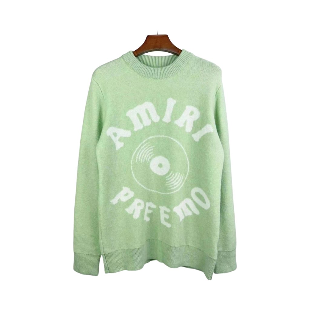 Amiri Light Green Preemo Vinyl Logo Crewneck Sweater OKZY2026999