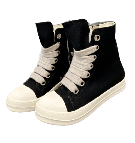 Rick Owens high top canvas shoes with thick laces OG0525441