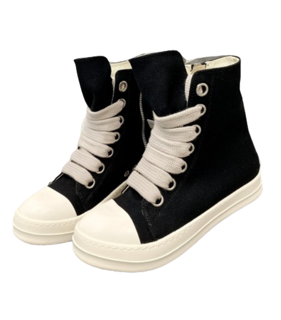 Rick Owens high top canvas shoes with thick laces OG0525441
