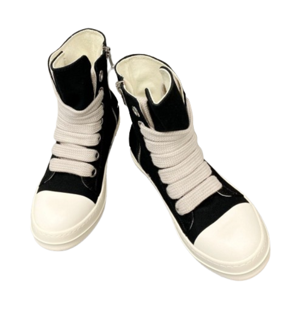 Rick Owens high top canvas shoes with thick laces OG0525441