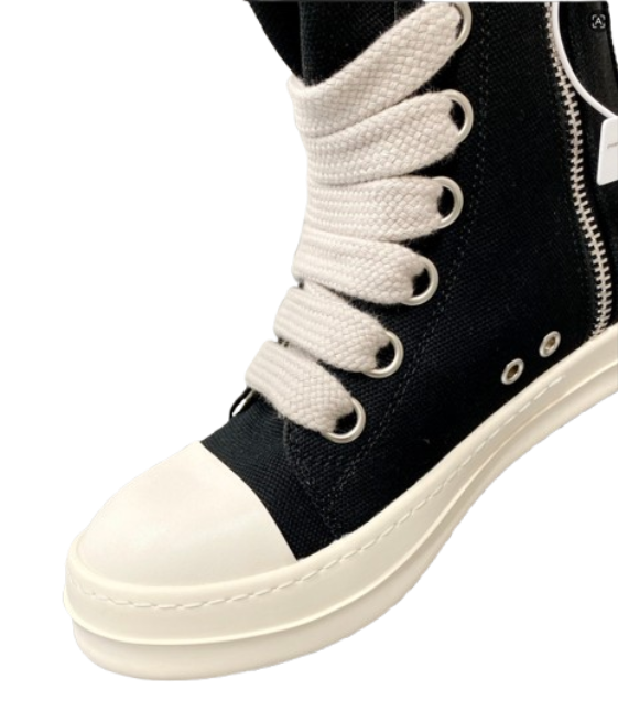 Rick Owens high top canvas shoes with thick laces OG0525441