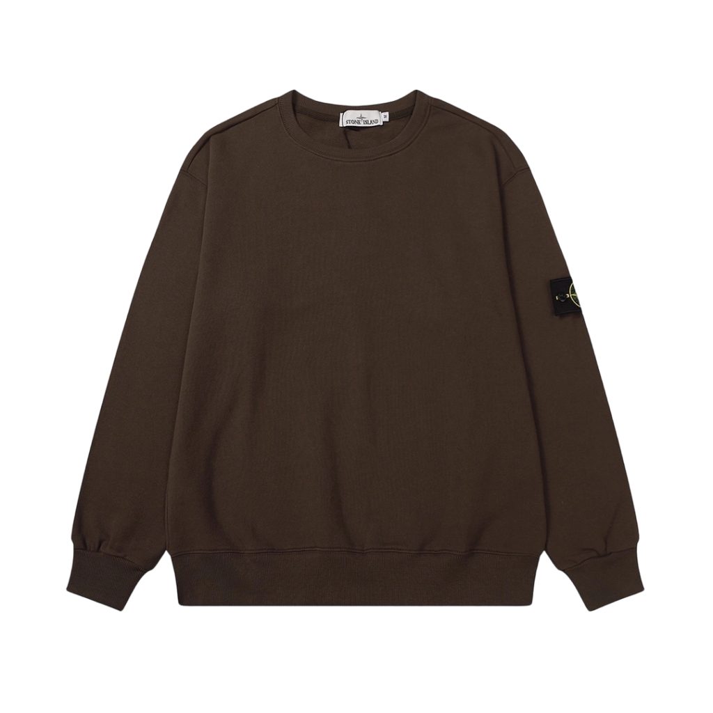 STONE ISLAN loose round neck hoodie coffee colored OKZY2026752
