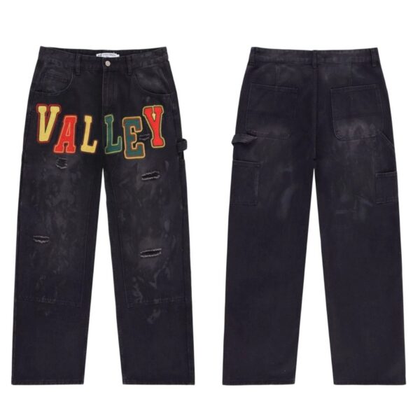 Valley Black Color Letter Cargo Jeans OKZY2026221